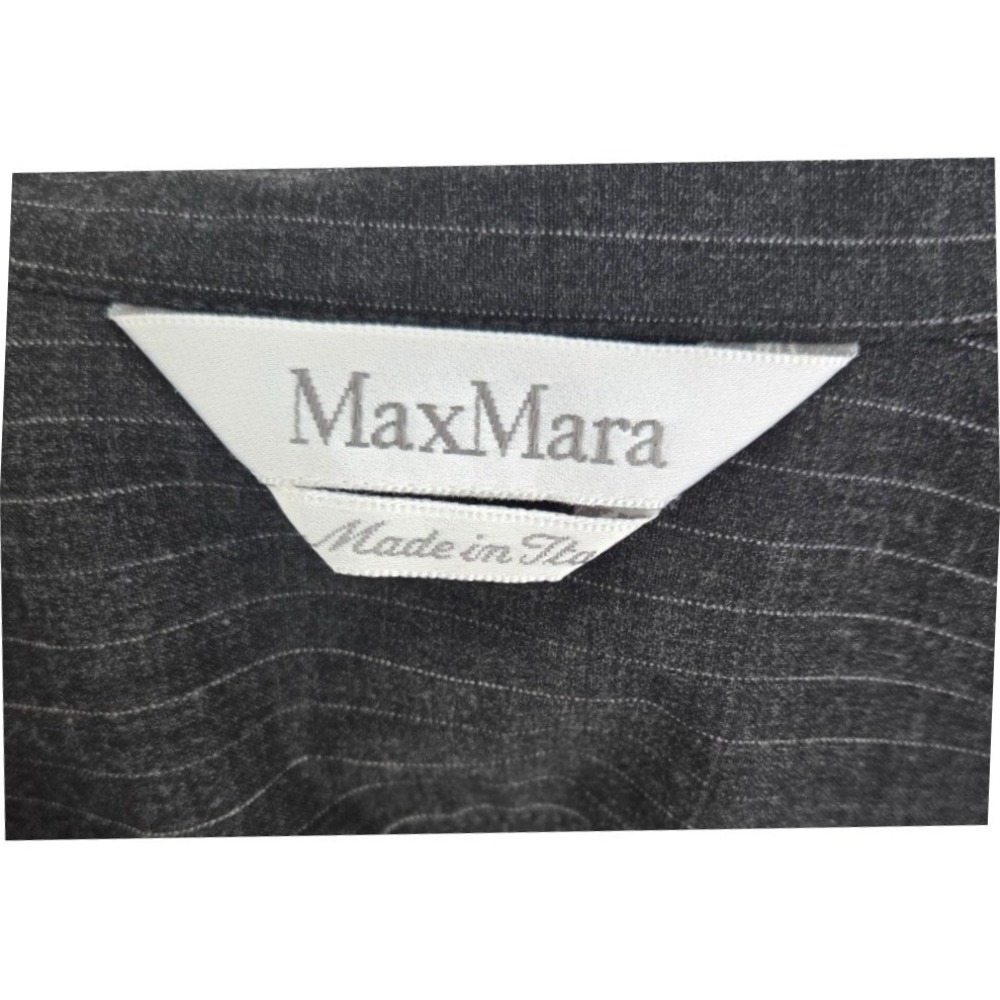 NWOT-Max Mara Women Pinstriped Wool-Blend Shirt Gray Size 4 Italy Luxury Button